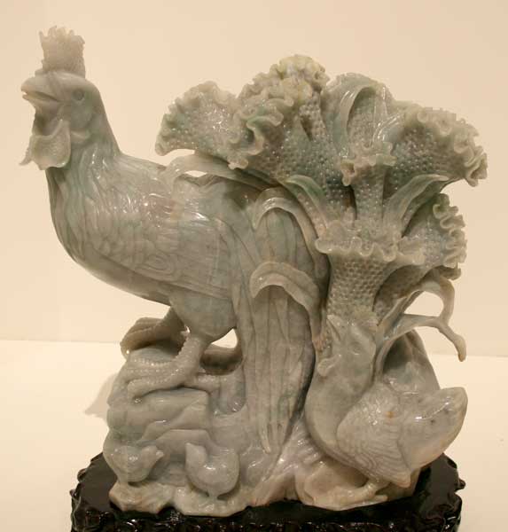 Jade Sculpture Depicting Chickens
