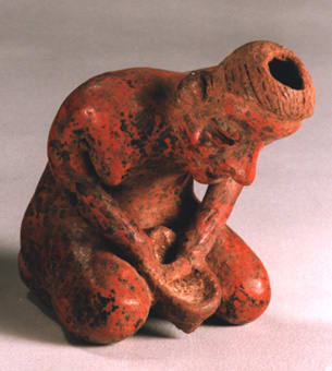 San Sebastián Style Nayarit Terracotta Sculpture of Kneeling Woman Grinding Corn