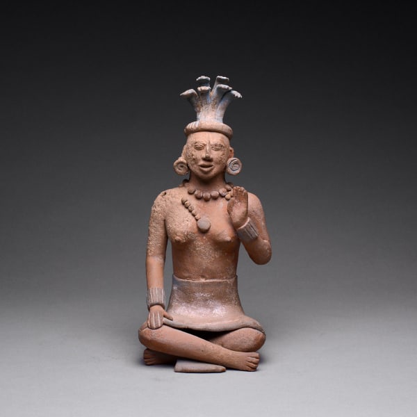 Jaina Style Mayan Terracotta Sculpture of a Seated Woman