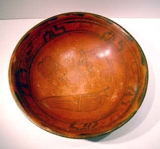 Mayan Terracotta Bowl Depicting a Scribe