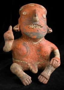 Ixtlán del Rio Style Nayarit Terracotta Seated Man Holding a Fan