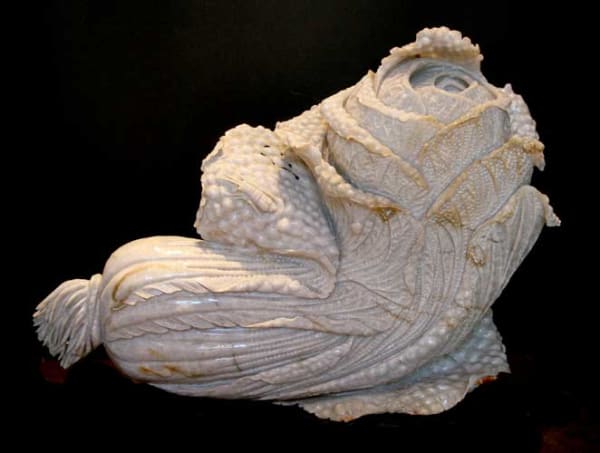 Lavender Jade Sculpture of a Cabbage