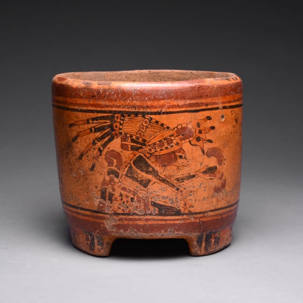 Mayan Polychrome Cylindrical Vessel