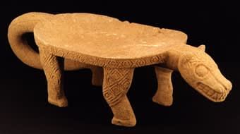 Atlantic Watershed Basalt Metate in the Form of a Jaguar