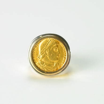 Gold Ring Featuring a Roman Gold Coin of Emperor Valentinian