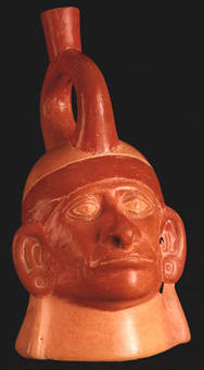 Moche Portrait Head Vessel with a Pierced Nose