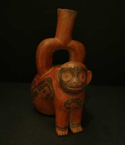 Moche Monkey Stirrup Vessel