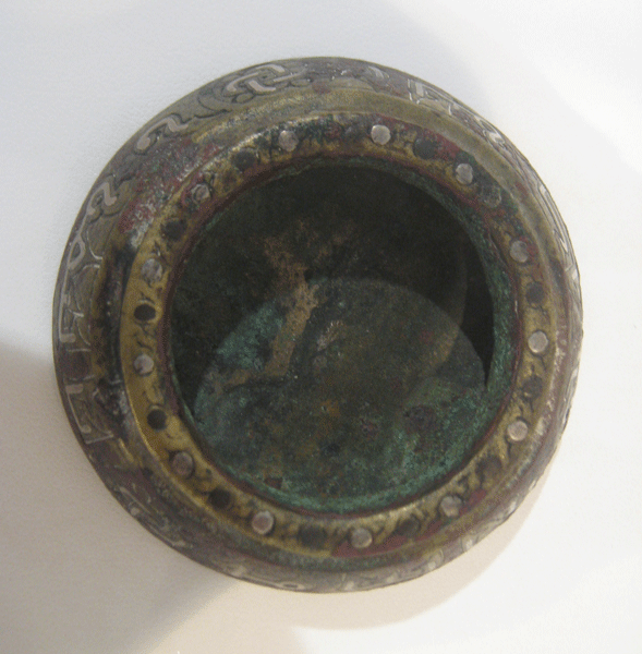 Bronze Dish Inlaid with Silver