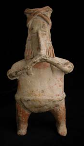 San Juanito Style Jalisco Terracotta Standing Man Blowing a Whistle