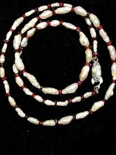 Freshwater Pearl and Garnet Bead Necklace