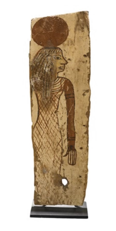 Ptolemaic Painted Panel Depicting Isis from the Back of a Wooden Sarcophagus