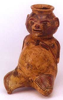Terracotta Polychrome Seated Figure