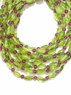Peridot Bead and Garnet Bead Necklace