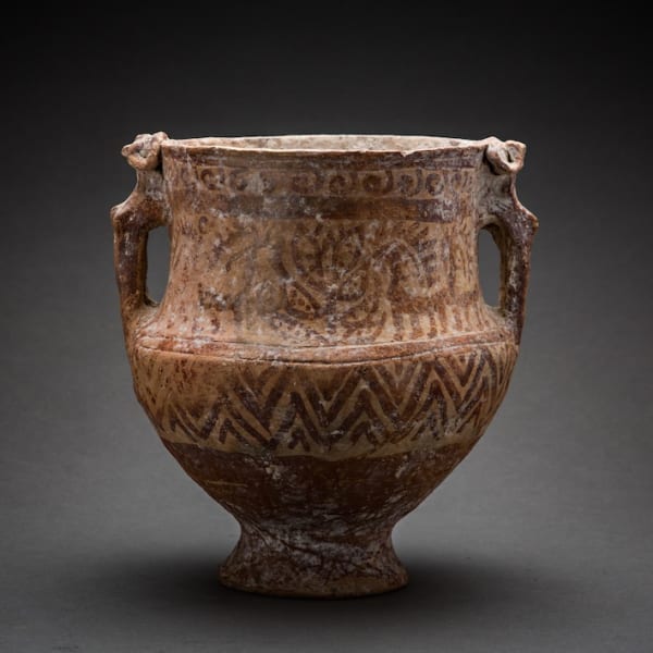 Terracotta Vessel with Ram Handles