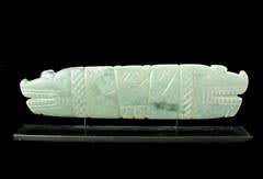 Atlantic Watershed Jade Pendant of a Bat with Alligator Head Wings