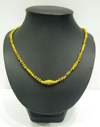 Yellow Glass& gold Beaded Necklace