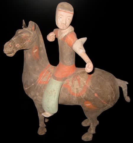 Han Polychrome Horse and Polo Player