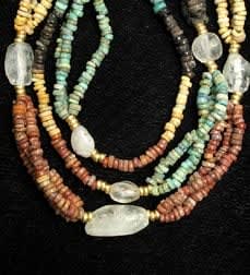 Necklace Of Egyptian Faience, Gold & Rock Beads