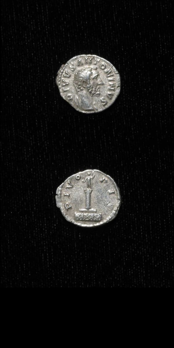 Silver Denarius of Emperor Antoninus Pius Issued Posthumously by Marcus Aurelius and Lucius Verus