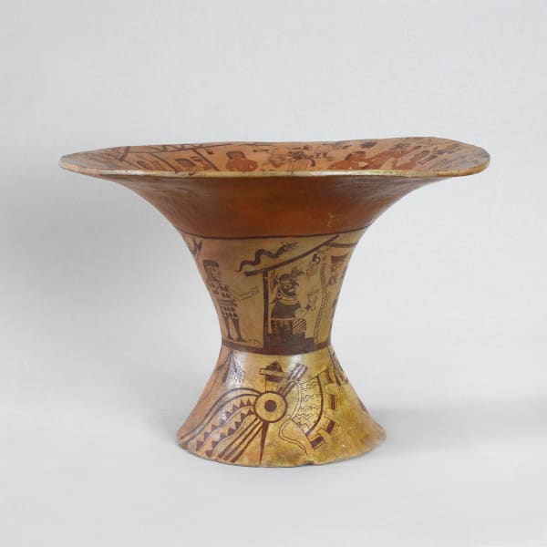 Moche Painted Terracotta Florero Vessel