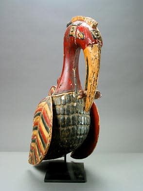Baga Wooden Polychrome Sculpture of a Bird