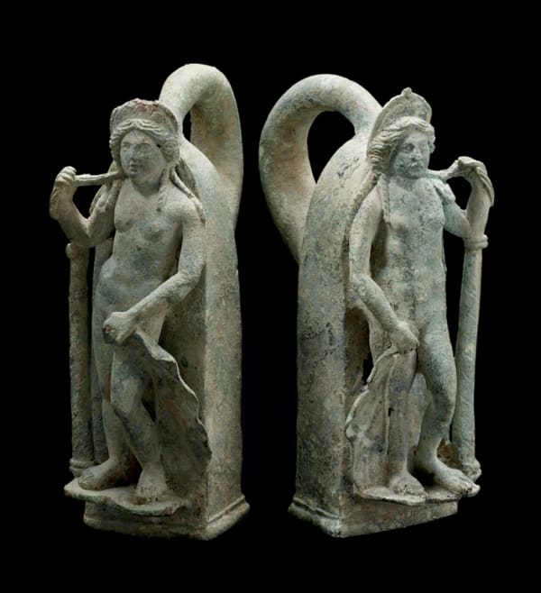 Pair of Roman Bronze Chariot Handles in the Form of Venus