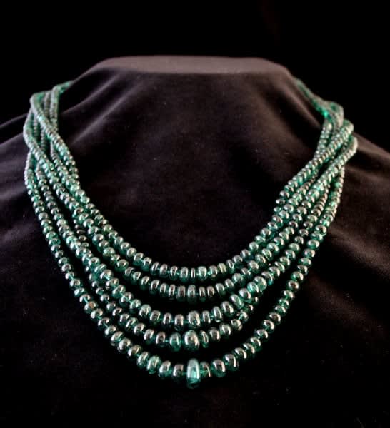 Five Strand Emerald Beaded Necklace