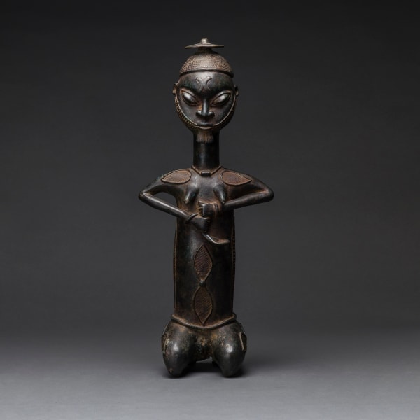Yoruba Brass Onile Sculpture of a Kneeling Woman