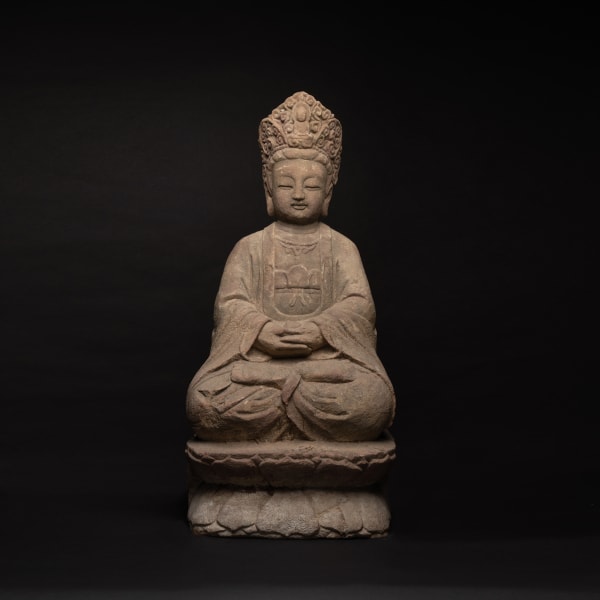 Ming Sandstone Seated Guanyin