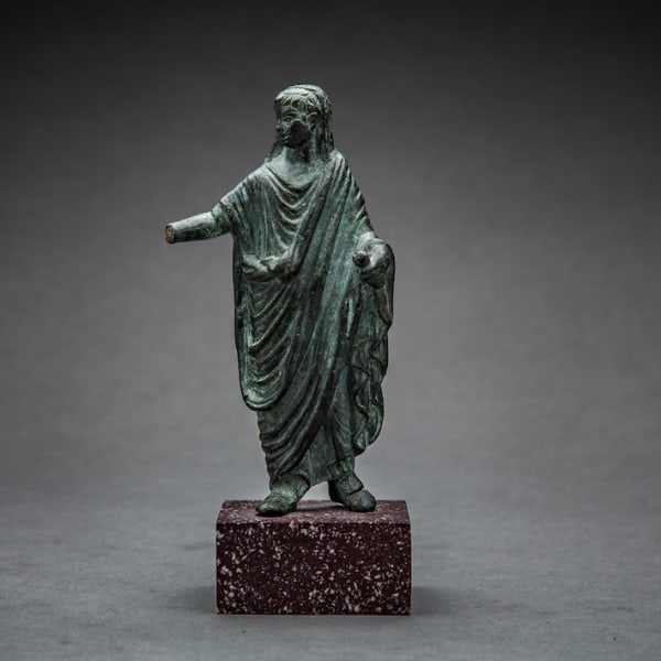 Roman Bronze Sculpture of Augustus as a Priest