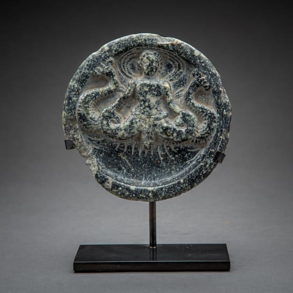 Gandharan Schist Dish Depicting A Mythical Creature