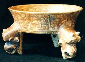 Terracotta Polychrome Tripod Bowl