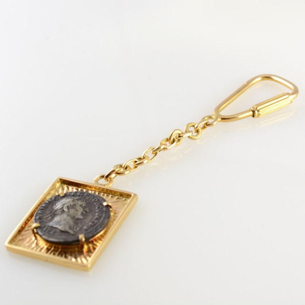 Silver Denarius Of Emperor Trajan In18 K Gold KeyRing