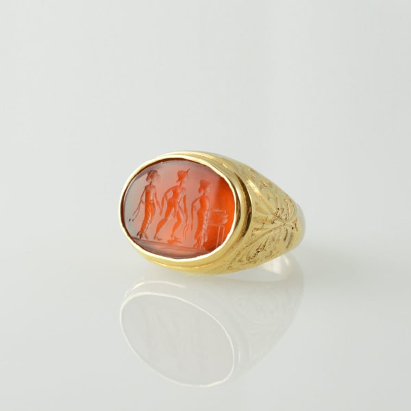 Roman Carnelian Intaglio Depicting Three Deities