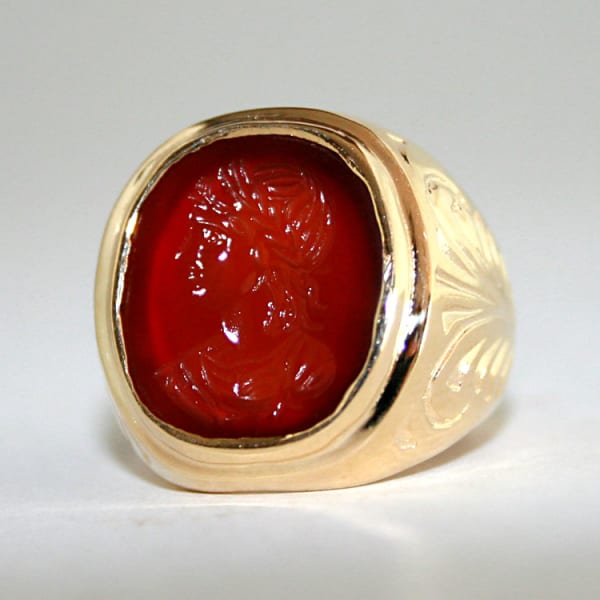 Carnelian Intaglio Ring Depicting a Bust of a Roman Emperor