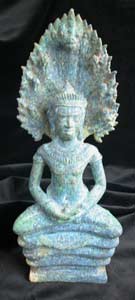 Khmer Bronze Seated Buddha Meditating on Naga