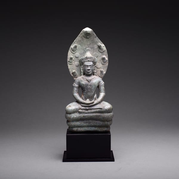 Khmer Buddha Meditating on Naga
