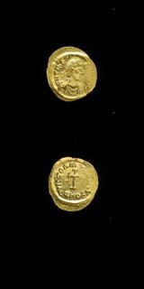 Byzantine Gold Tremissis of Emperor Maurice Tiberius