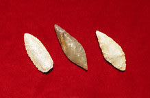 Set of Three Neolithic Flint Arrowheads