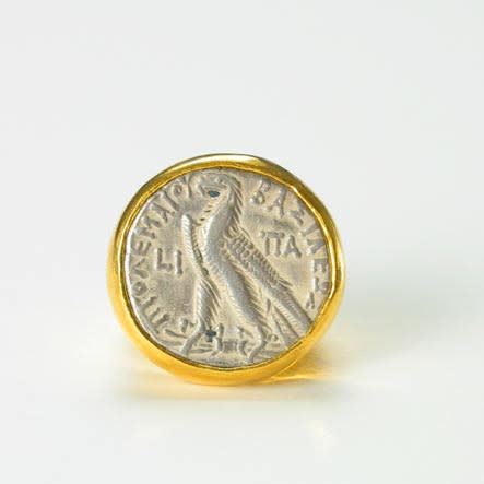 Gold Ring with Silver Tetradrachm of King Ptolemy XII