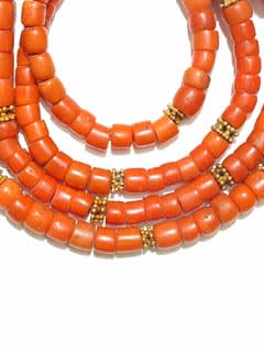 Coral And Gold Bead Necklace
