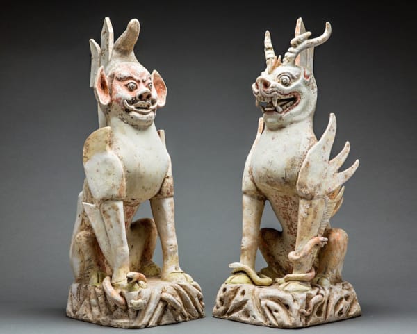 Pair of Tang Sculptures of Spirit Guardians