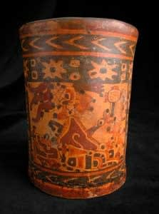 Babilonia Style Mayan Polychrome Cylindrical Vessel