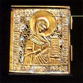 Section of an Enameled Brass Traveling Icon