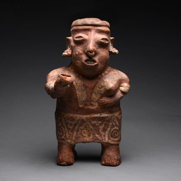 Ixtlán del Rio Style Nayarit Terracotta Sculpture of a Standing Woman Holding a Cup