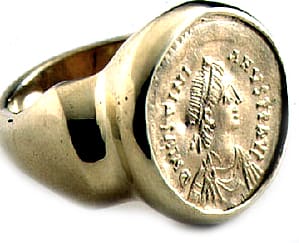 Gold Ring Featuring a Byzantine Gold Coin of Emperor Justinian I