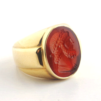 Red Carnelian Intaglio Depicting a Roman Emperor