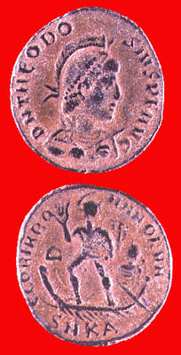 Bronze Coin of Emperor Theodosius I