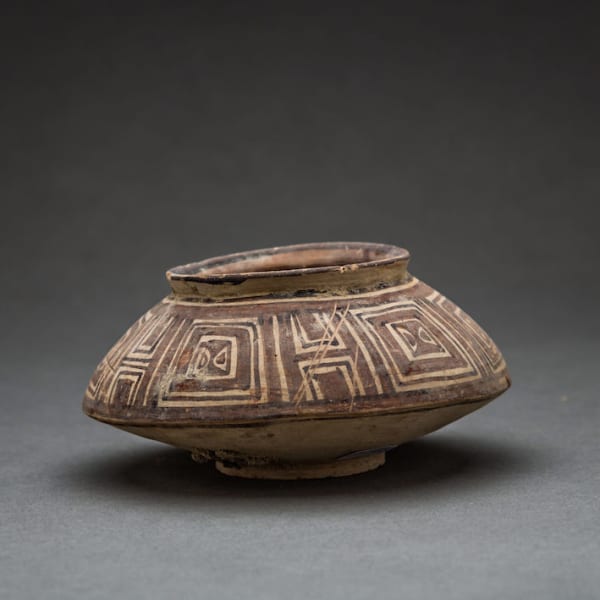 Slip-Painted Terracotta Bowl with Geometric Design