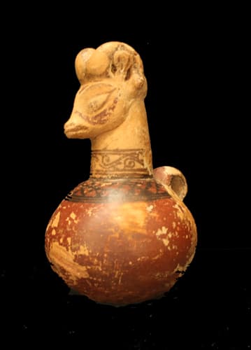 Kushan Painted Terracotta Ram Headed Ewer